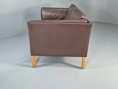 Vintage Danish 2 Seater Sofa Vemb Brown Leather 1970s Retro MCM  EB12408