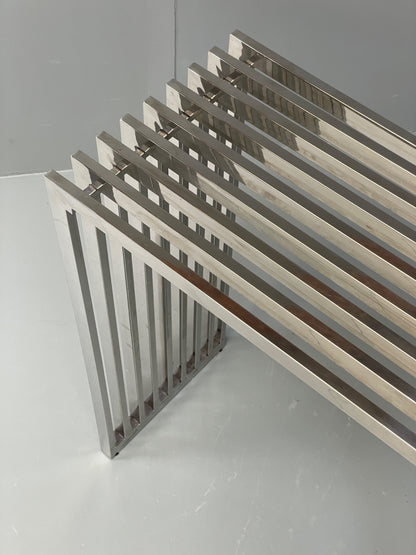 Chrome Slatted Console Table Style Of Eichholtz Modern Steel EB12887