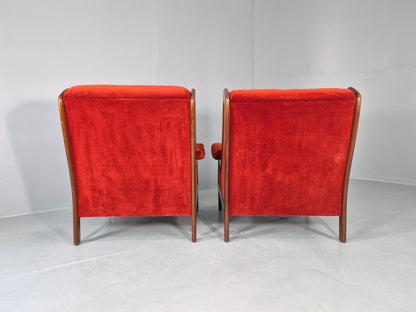 2 Vintage Guy Rogers Lounge Chairs 1970s Mahogany Frame Retro MCM Eb13056