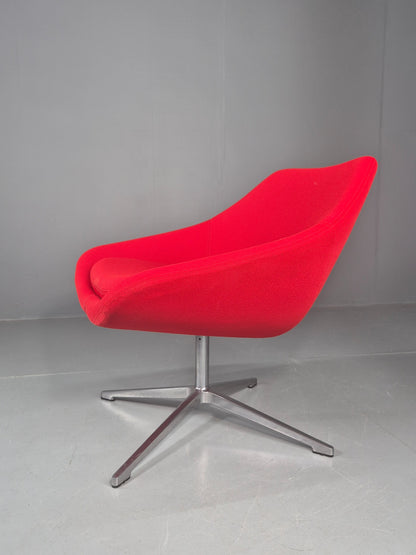 Vintage Allermuir Open Range Swivel Chair Red Fabric EB12247