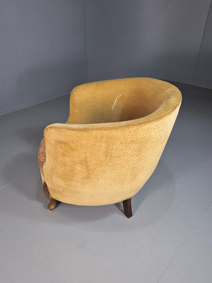 Antique Danish Art Deco Lounge Chair Tub Form Yellow 1920s EB08052