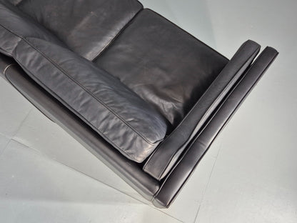 Vintage Danish 3 Seat Sofa Black Leather Danish  Mogensen 1980s Retro EB12406