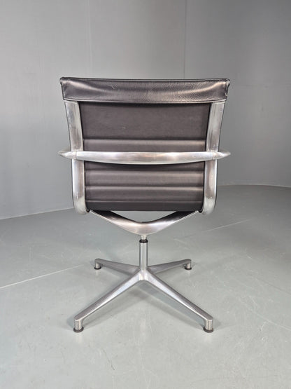 Vintage ICF Eames Style Office Chair Leather and Aluminium EB12242