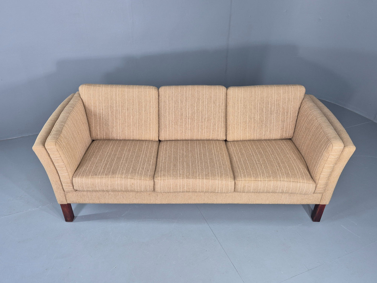 Vintage 3 Seater Sofa Danish Design 1980s Wool upholstery Retro MCM EB12543