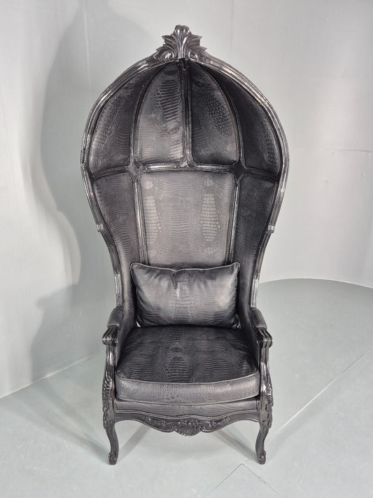 Vintage Porters Chair Canopy Gothic Chair Faux Crocodile Skin Modern EB12564