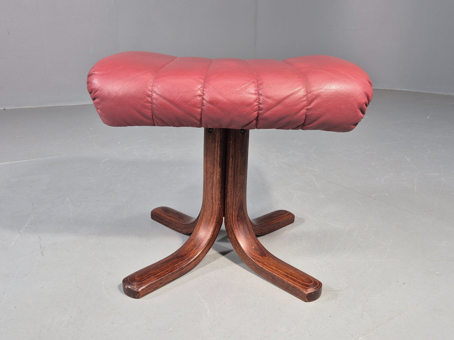 Vintage Danish Leather Footstool 1980s Retro EB09060