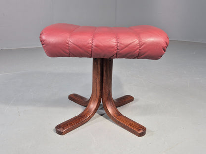 Vintage Danish Leather Footstool 1980s Retro EB09060