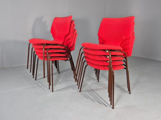 10 Vintage Danish Industrial Chairs Mid Century Upholstered Ply Steel EB12670