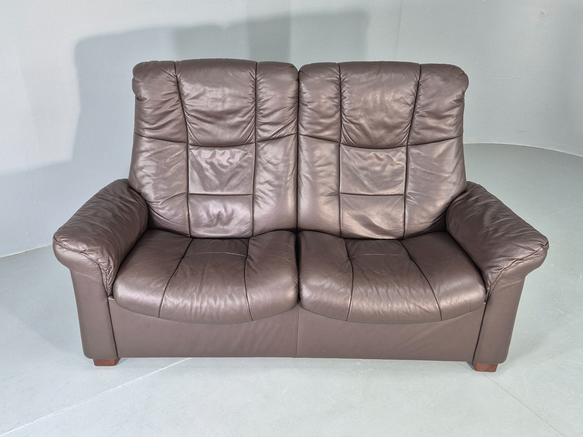 Vintage Stressless 2 Seat Sofa Brown Leather Buckingham Range 1990s  Eb13055