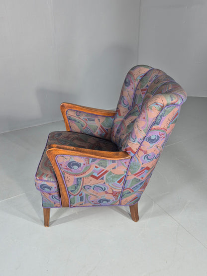 Vintage Danish Art Deco Armchair with 1980s Purple Makeover Retro MCM EB12763