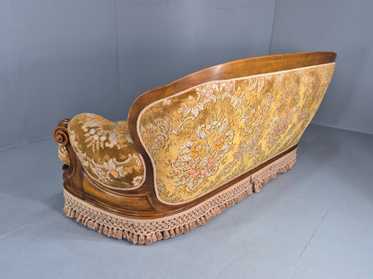 Vintage Danish 1970s 3 seater Sofa Gold Floral Upholstery Hardwood Frame EB12743