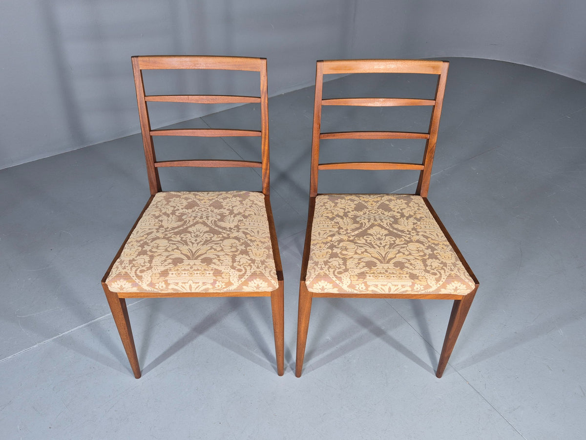 2 Vintage McIntosh Dining Chairs Teak frames Floral Upholstery 1960s EB12862