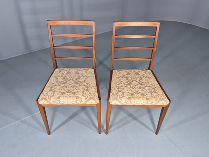 2 Vintage McIntosh Dining Chairs Teak frames Floral Upholstery 1960s EB12862