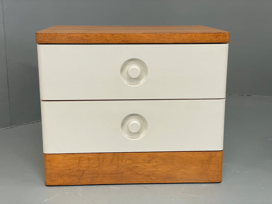 Vintage Bedside Cabinets Pair Stag White Retro 1980s Drawers Oak Top EB12956