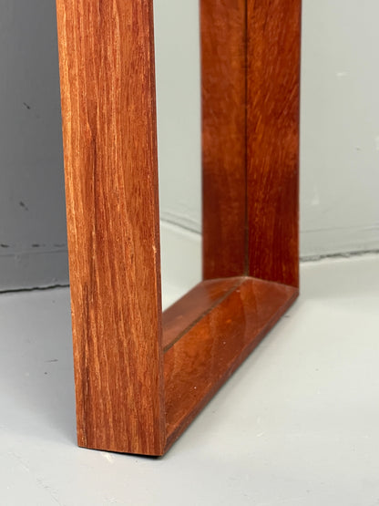 Vintage Teak Wall Mirror Rectangular Solid Danish Mid Century EB11966