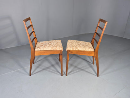 2 Vintage McIntosh Dining Chairs Teak frames Floral Upholstery 1960s EB12862