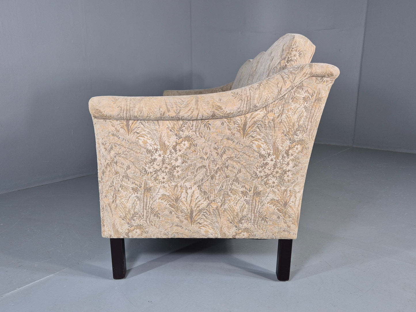 Vintage Danish 3 seater Sofa 1980s Floral Cotton Velour retro MCM EB12562