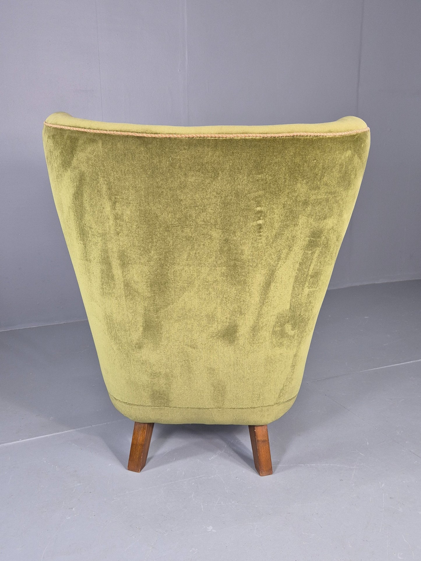 Vintage Mid Century Armchair Danish Slagelse Mobler Green Velour Retro EB12462