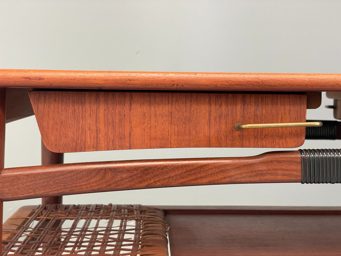 Vintage Teak Coffee Table Danish Mid Century 1960s Drawer Cane EB12356
