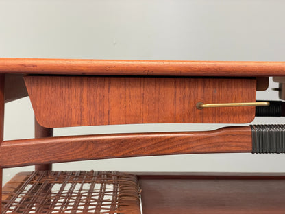 Vintage Teak Coffee Table Danish Mid Century 1960s Drawer Cane EB12356