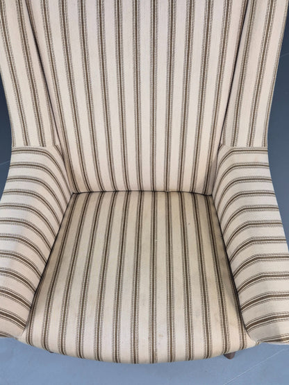 Vintage Mid Century Lounge Chair Danish Design 1960s Cream Wool Stripe EB12095