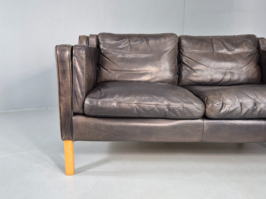 Vintage 2 Seater Sofa Mid Century Danish Leather Retro 1980s EB12227