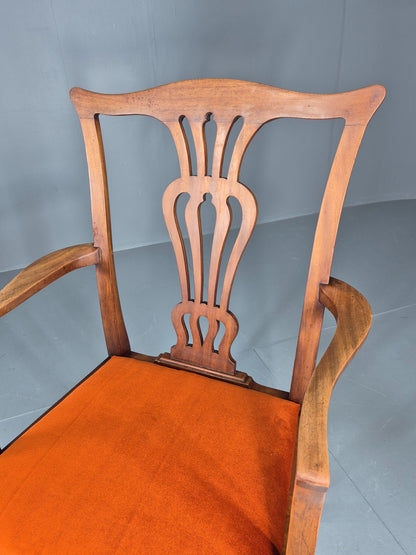 Hepplewhite Revival Oak Elbow Chair Antique New Seat Pad EB11931