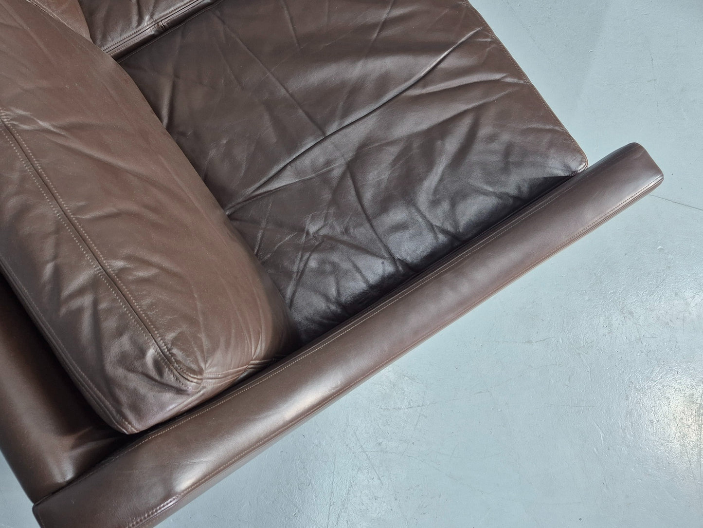 Vintage Mid Century 2 Seater Sofa Brown Leather Danish 1970s Retro MCM EB12468