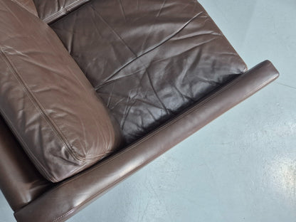 Vintage Mid Century 2 Seater Sofa Brown Leather Danish 1970s Retro MCM EB12468