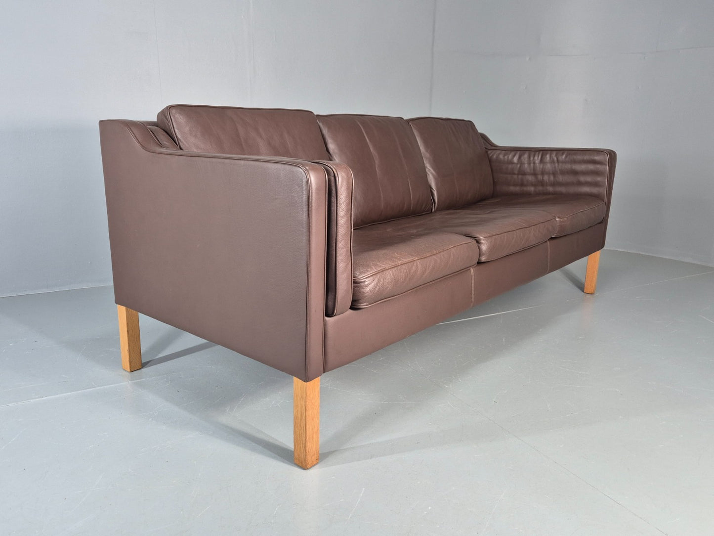 Vintage 3 Seater Sofa Mid Century Retro Brown Leather Mogensen  EB11637 M3SS