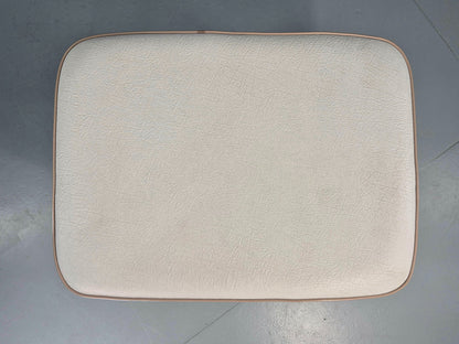 Vintage Mid Century Footstool Danish Cream Vinyl Retro 1960s EB12054
