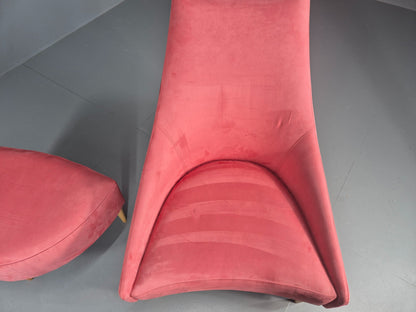 Vintage Silencio Chair and Footstool Pink Velvet Design Richard Ferrer  EB11943
