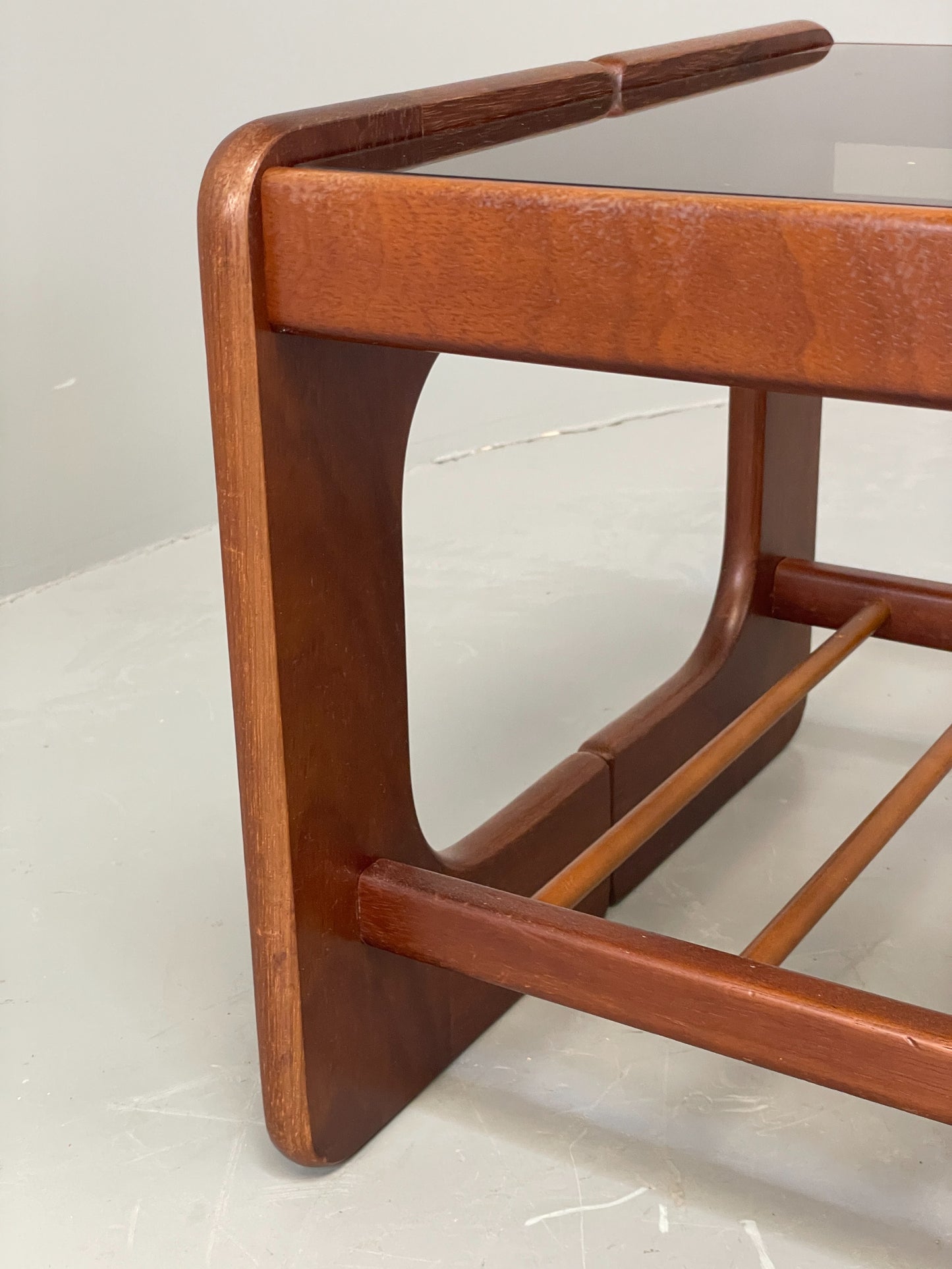 Vintage Danish Coffee Table Teak & Glass Retro 1970s Mid Century EB12304