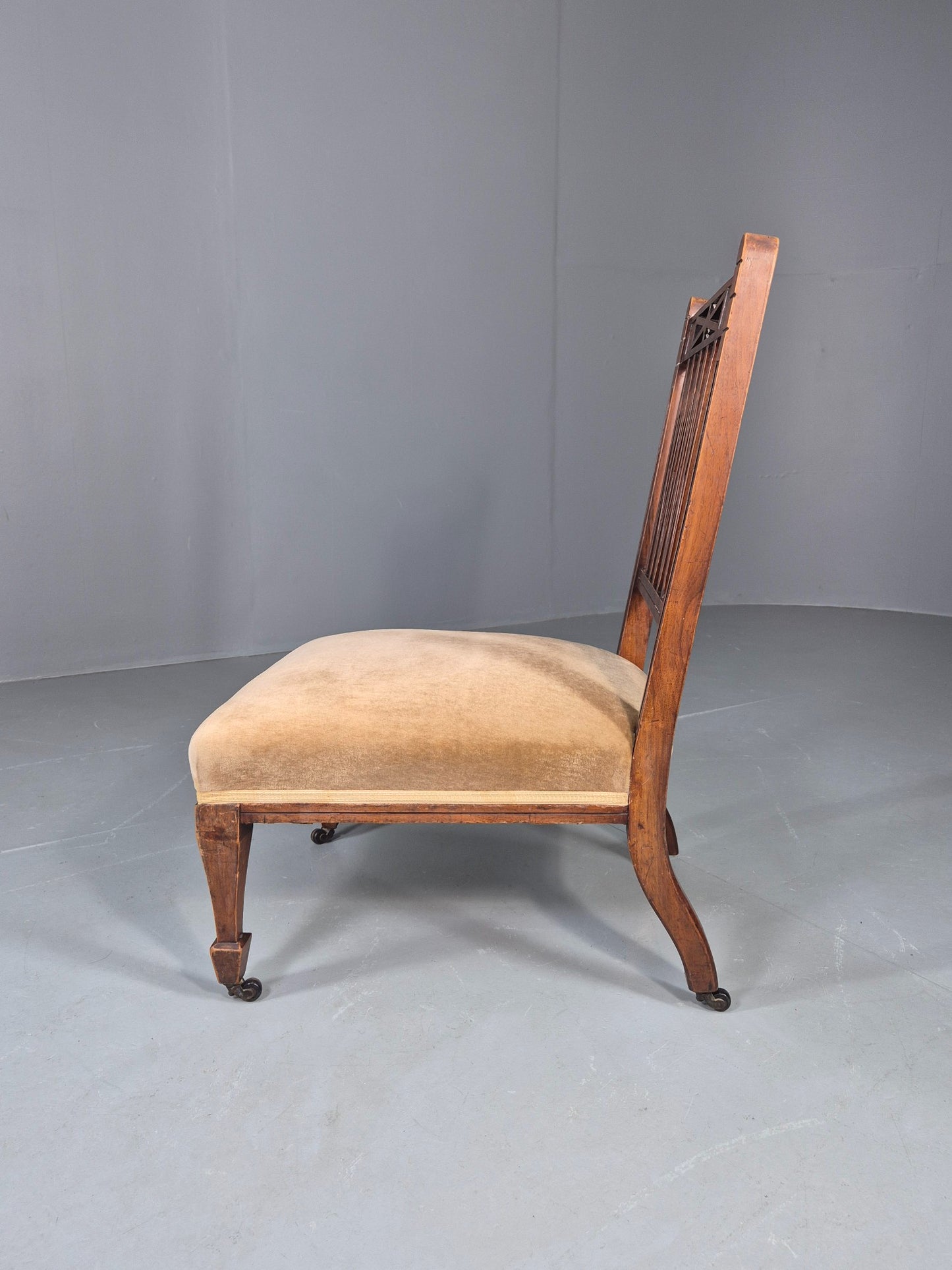 Vintage Arts and Crafts Low Chair Antique 1900s Oak Frame Eb12586