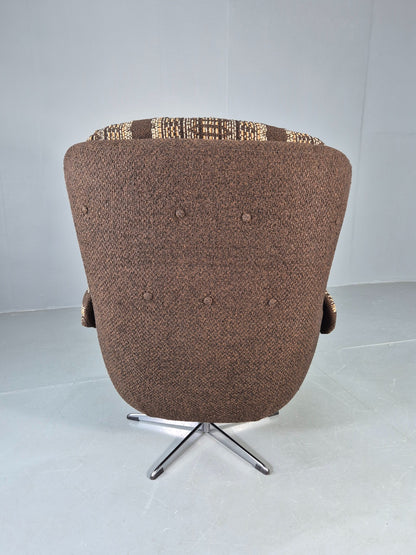 Vintage Egg Chair 1980s Retro Original Cloth Modern Design Brown Cream EB13066