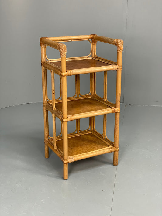 Vintage Bamboo Shelf Stand Mid Century Retro Bathroom Makeup Storage EB13121