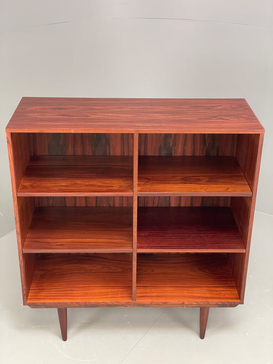 Vintage 1970s Darkwood Bookcase Shelving Mid Century Record Storage EB12349
