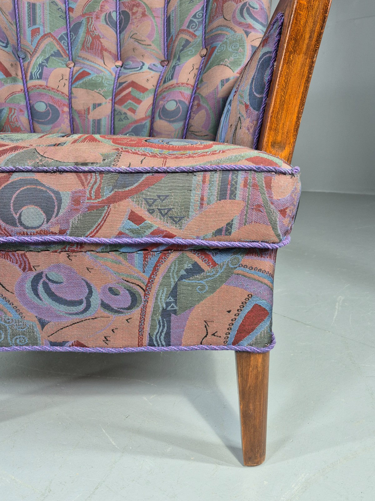 Vintage Danish Art Deco Armchair with 1980s Purple Makeover Retro MCM EB12763