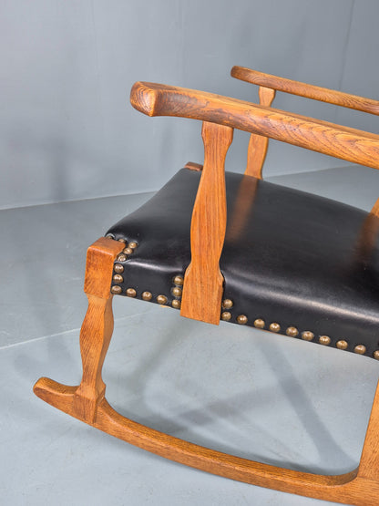 Vintage Danish Rocking Chair Honey Oak Frame Kjaernulf Style Retro 1970s EB12691