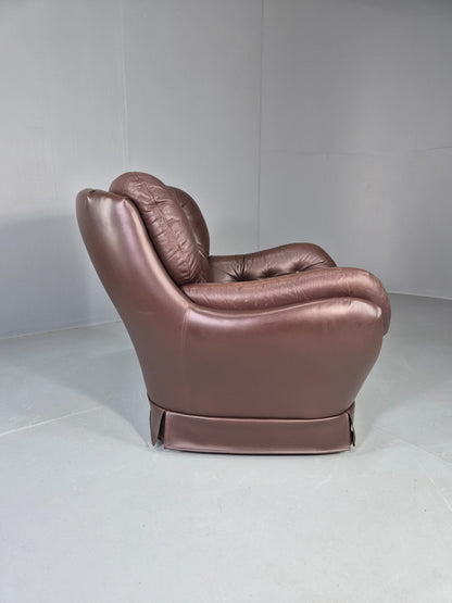 A Vintage Danish Leather and Vinyl Lounge Chair 1980s Retro MCM  EB13091