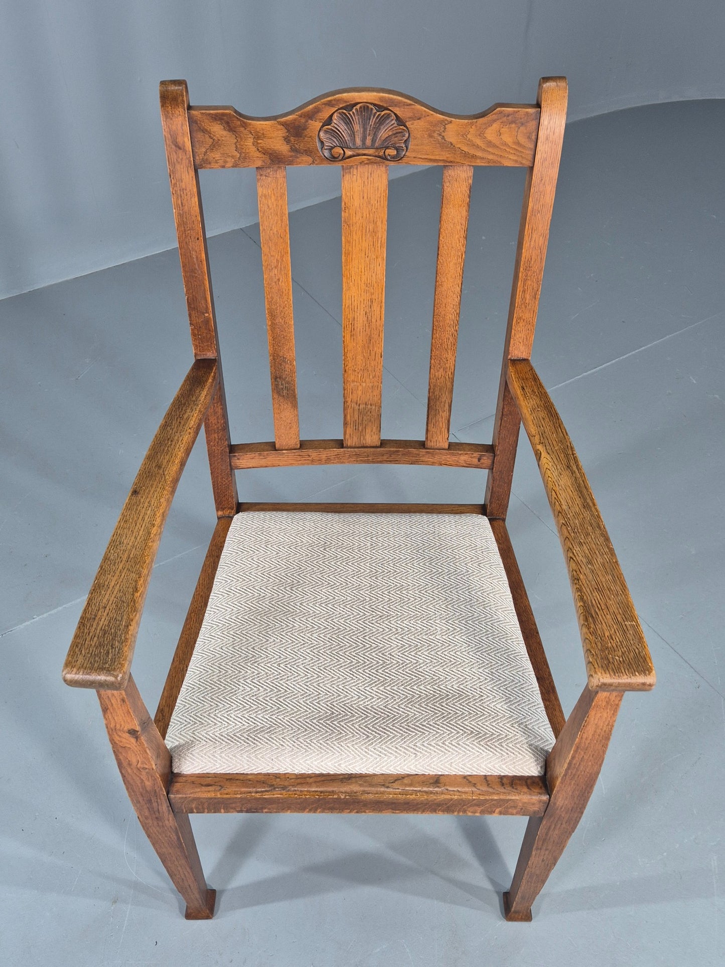 Arts and Crafts Oak Elbow Chair 1900s Antique New Seat  EB12524