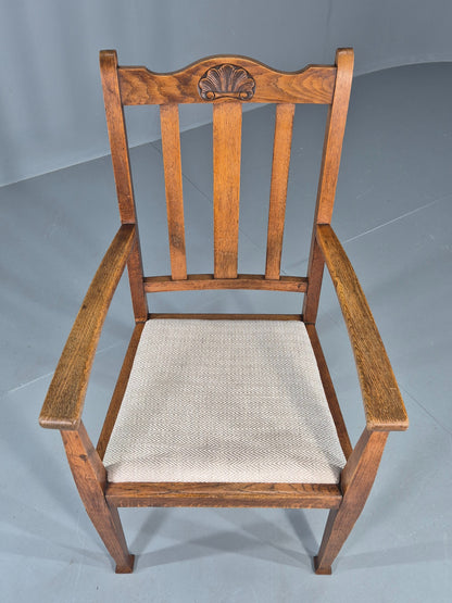 Arts and Crafts Oak Elbow Chair 1900s Antique New Seat  EB12524