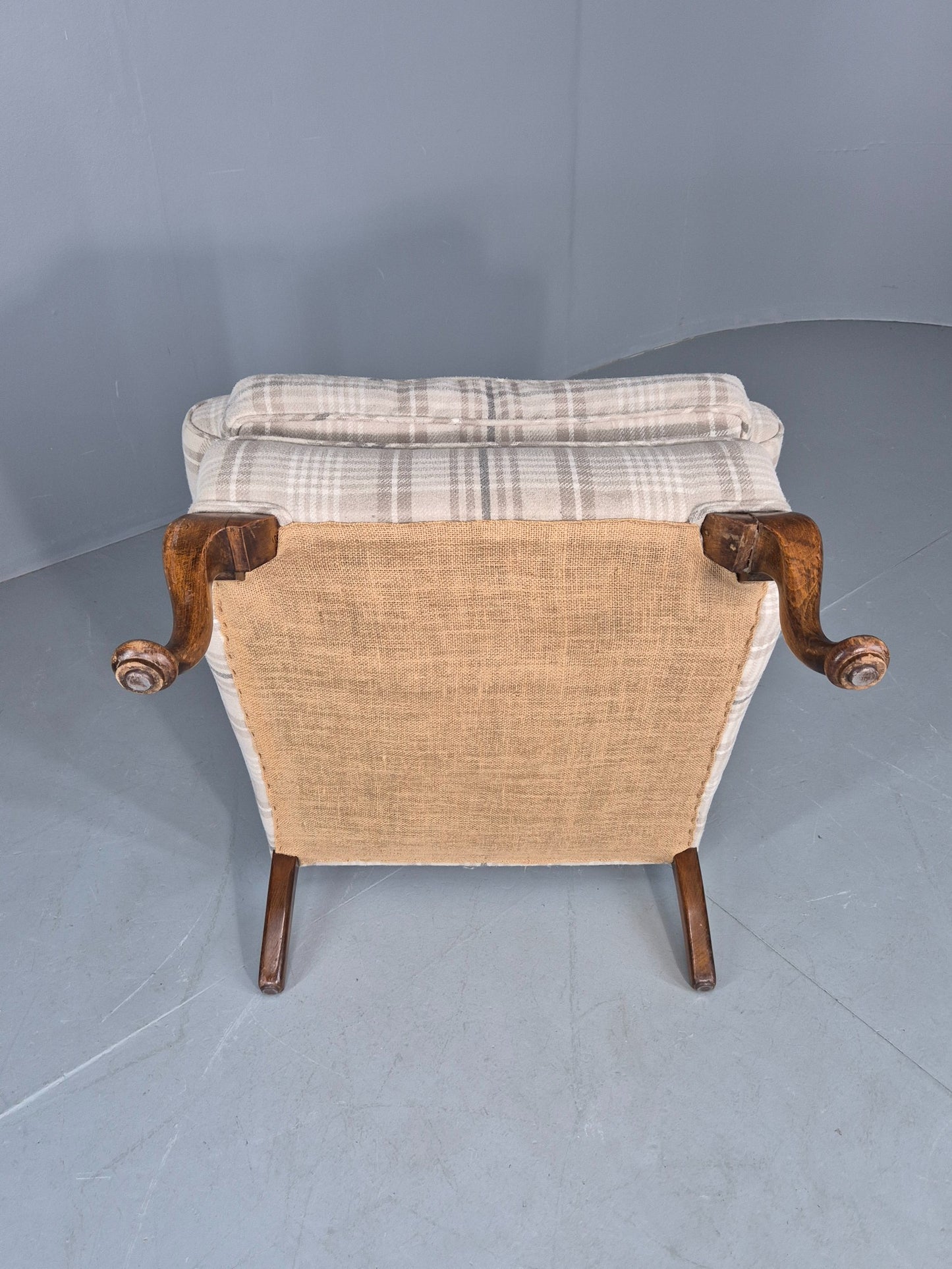 Vintage Wingback Lounge Chair 20th Century Check Wool Upholstery EB12856