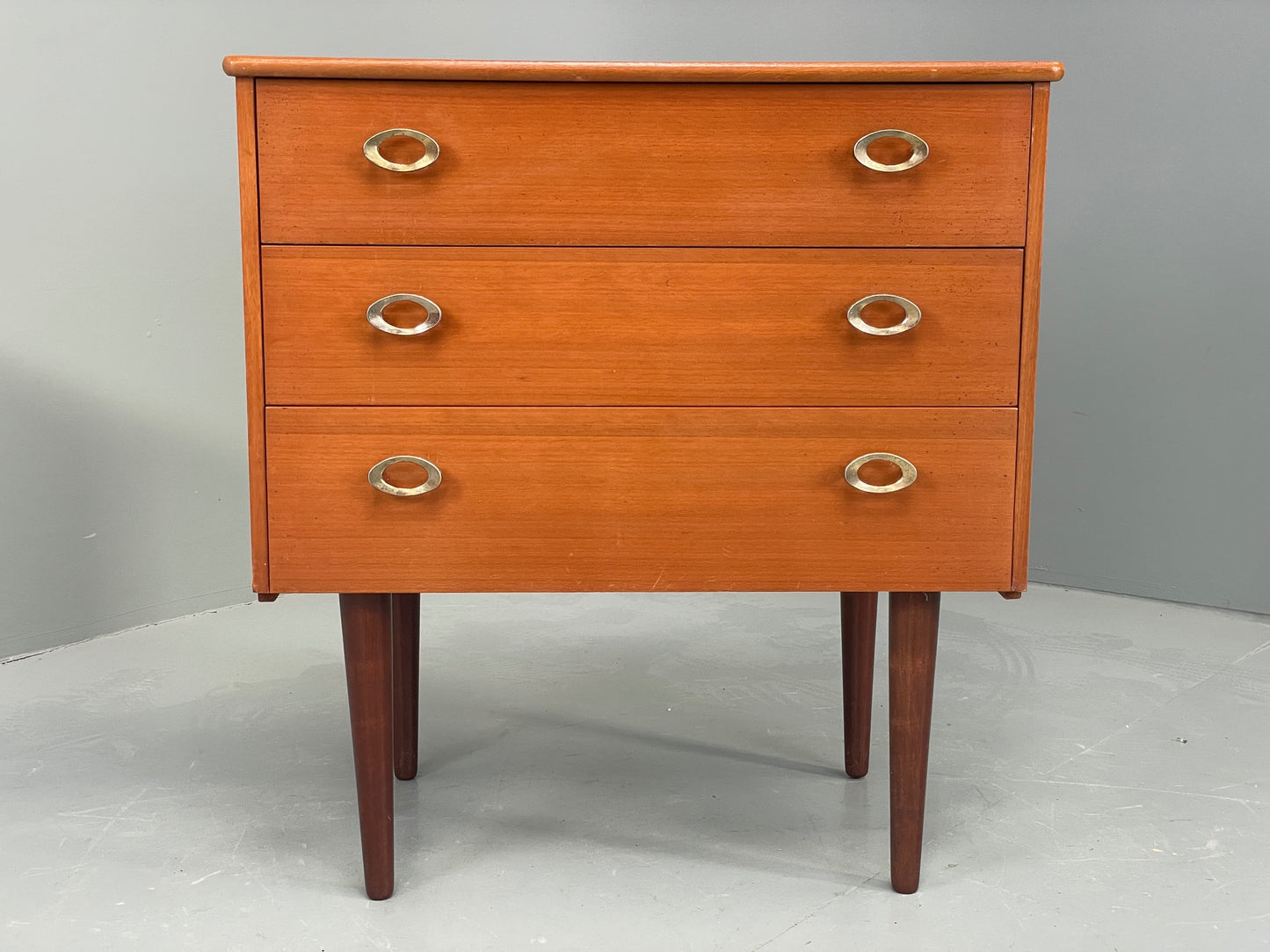 Vintage 1970s Bedside Cabinet Chest Of Drawers Cherry Wood Retro EB12296