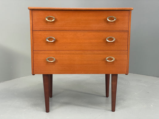 Vintage 1970s Bedside Cabinet Chest Of Drawers Cherry Wood Retro EB12296