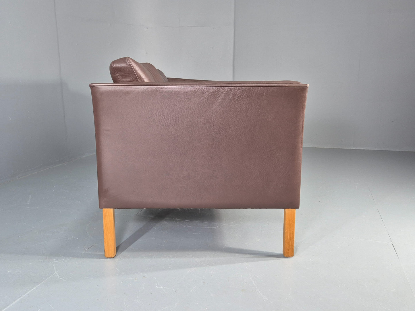 Vintage Danish 2 Seater Sofa Vemb Brown Leather 1970s Retro MCM  EB12408