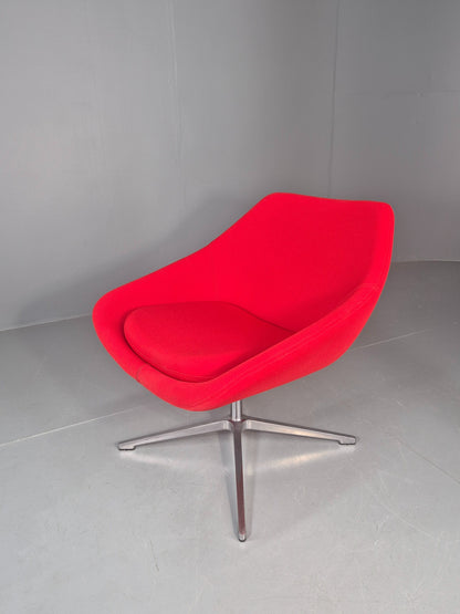 Vintage Allermuir Open Range Swivel Chair Red Fabric EB12248