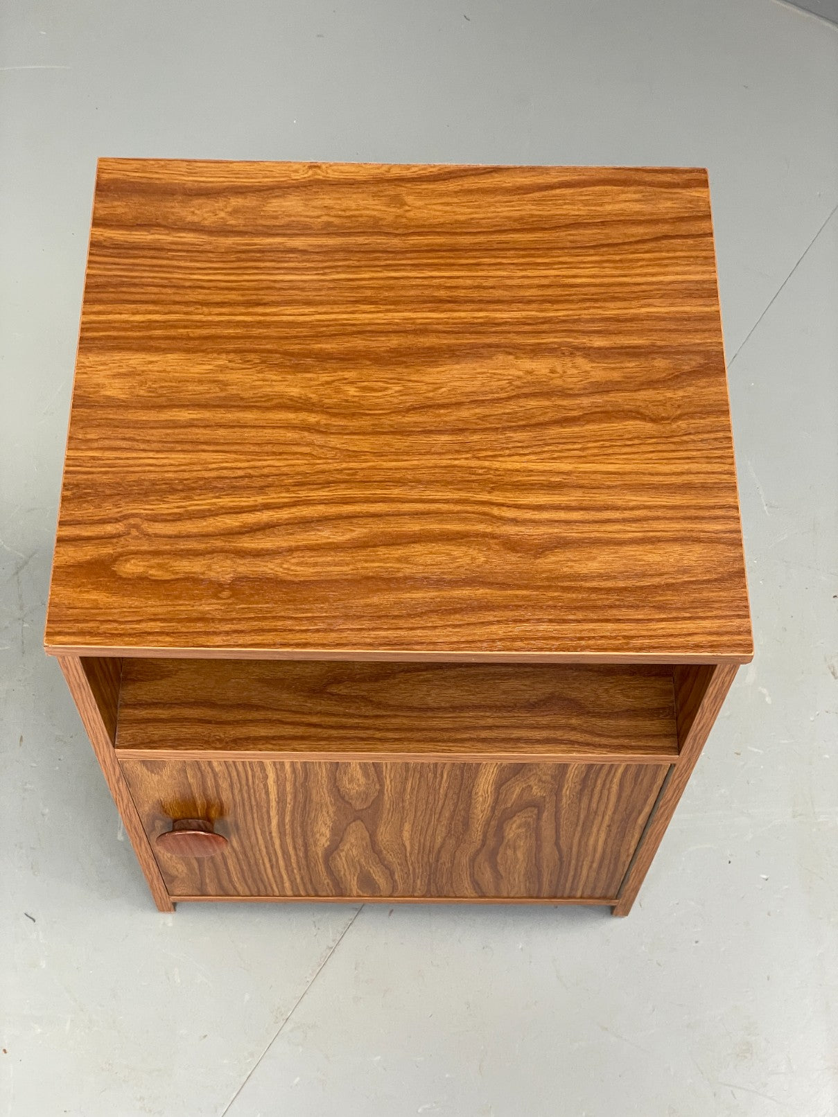 Vintage 1970s Bedside Cabinet Mid Century Style Wood Effect Teak Handle EB12504