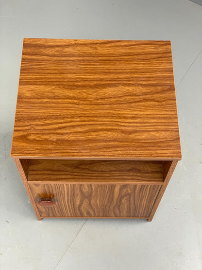 Vintage 1970s Bedside Cabinet Mid Century Style Wood Effect Teak Handle EB12504