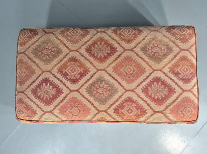 Vintage Tetrad Eastwood Footstool Leather Kilim Upholstery Large EB12038